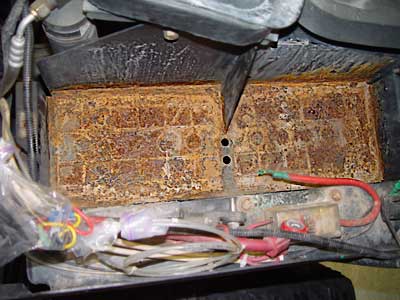 Rusted out battery tray