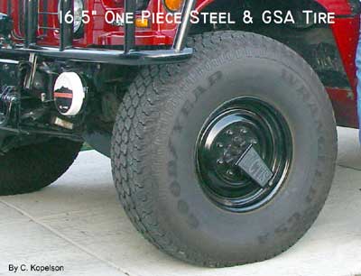 one-piece 16.5" steel hummer wheels